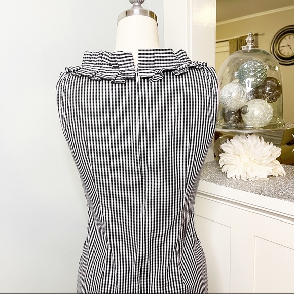 Talbots Gingham Ruffled Sheath Dress Black and White Check Print 2 XS - Picture 6 of 9